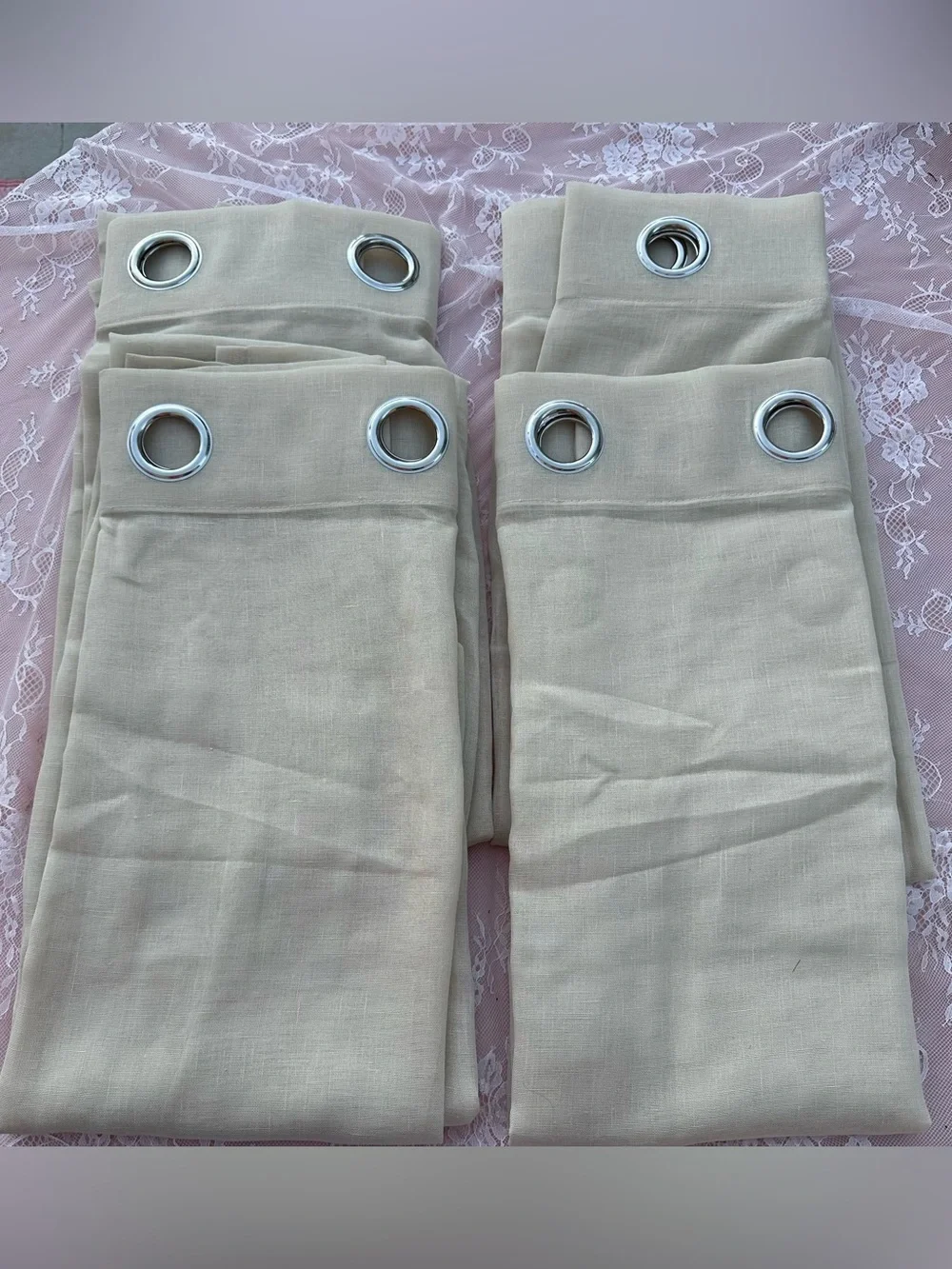 Outdoor Curtains waterproof weatherproof beige linen 54”x84” 4 panels grommets